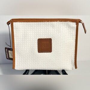 Vintage Ted Lapidus beautiful white cosmetic bag clutch NOS